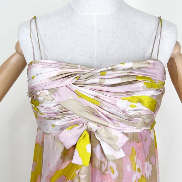 Vintage 60s 70s Custom Made Maxi Dress Gown Floral Print Pleated Romantic Boho - Picture 4 of 15